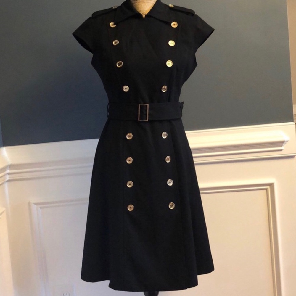 Black Calvin Klein double breasted belt dress - Picture 2 of 8